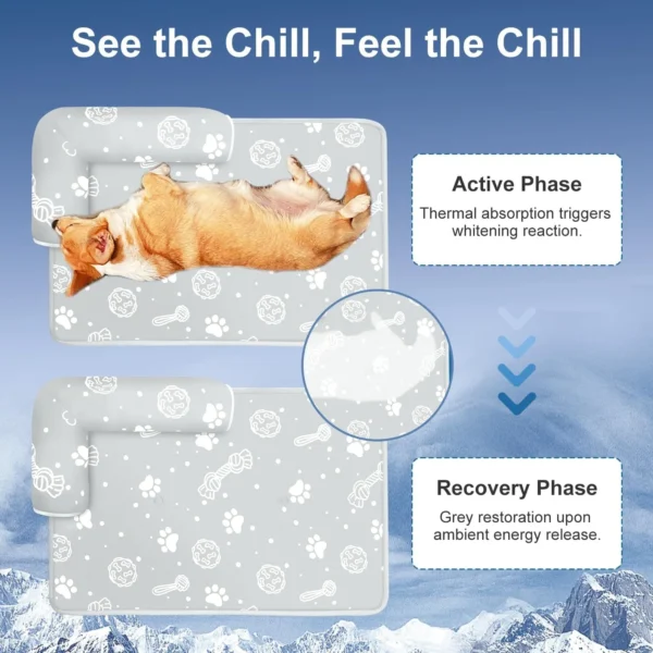 Self-Cooling Dog Mat with Pillows – 39''x28'', Washable & Foldable - Image 3